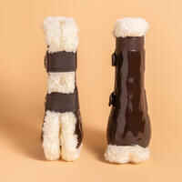 Horse Riding Synthetic Sheepskin Tendon Boots 580 Twin-Pack - Brown