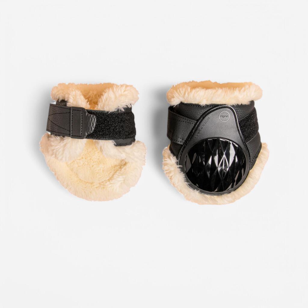 Horse Riding Synthetic Sheepskin Fetlock Boots 500 Twin-Pack - Black