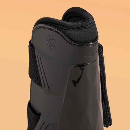 Protectores Equitación Fouganza 500 Jumping Caballo Negro Abiertos