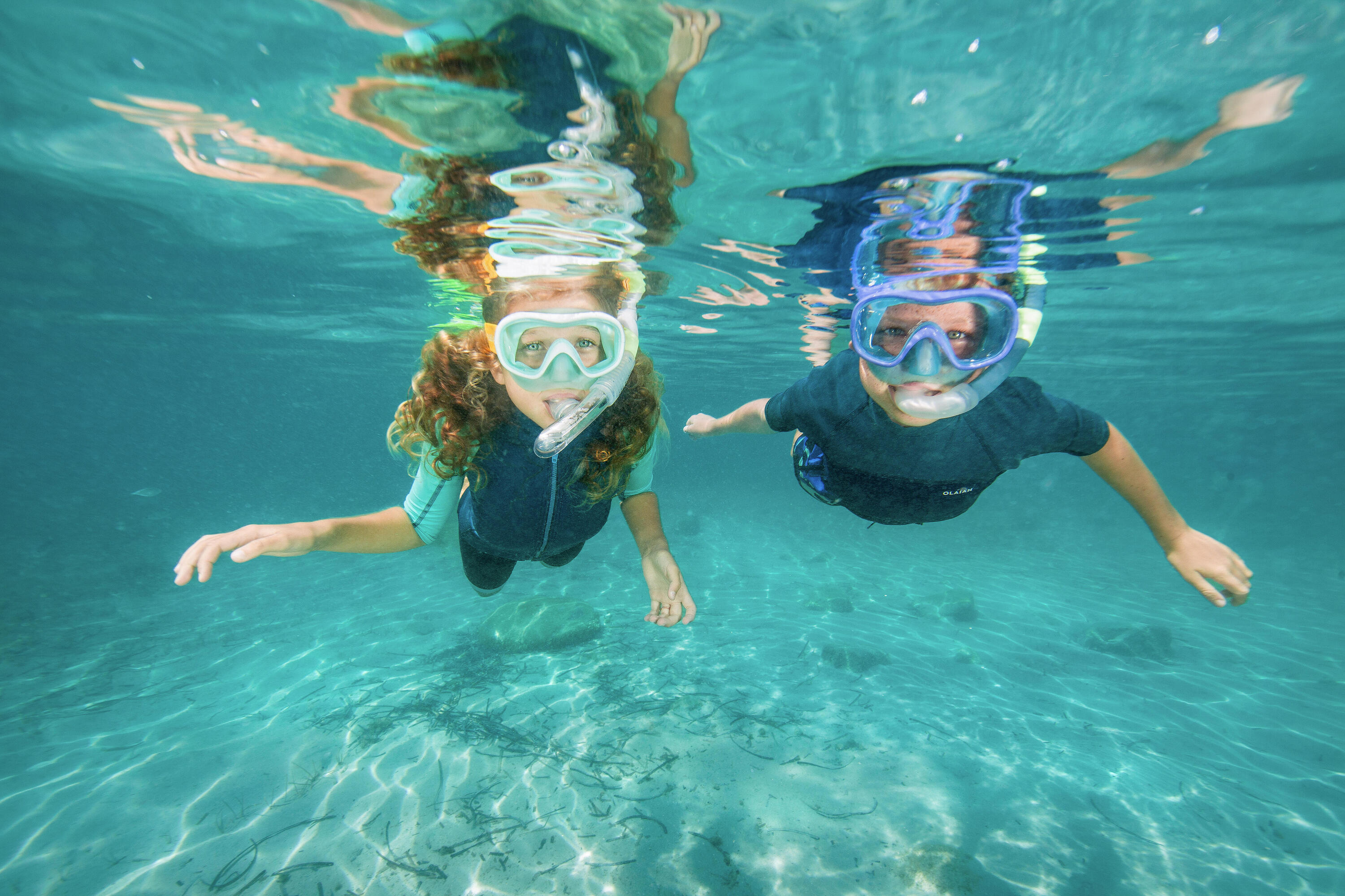 Kids diving snorkel with valve 100 Translucent 2/4