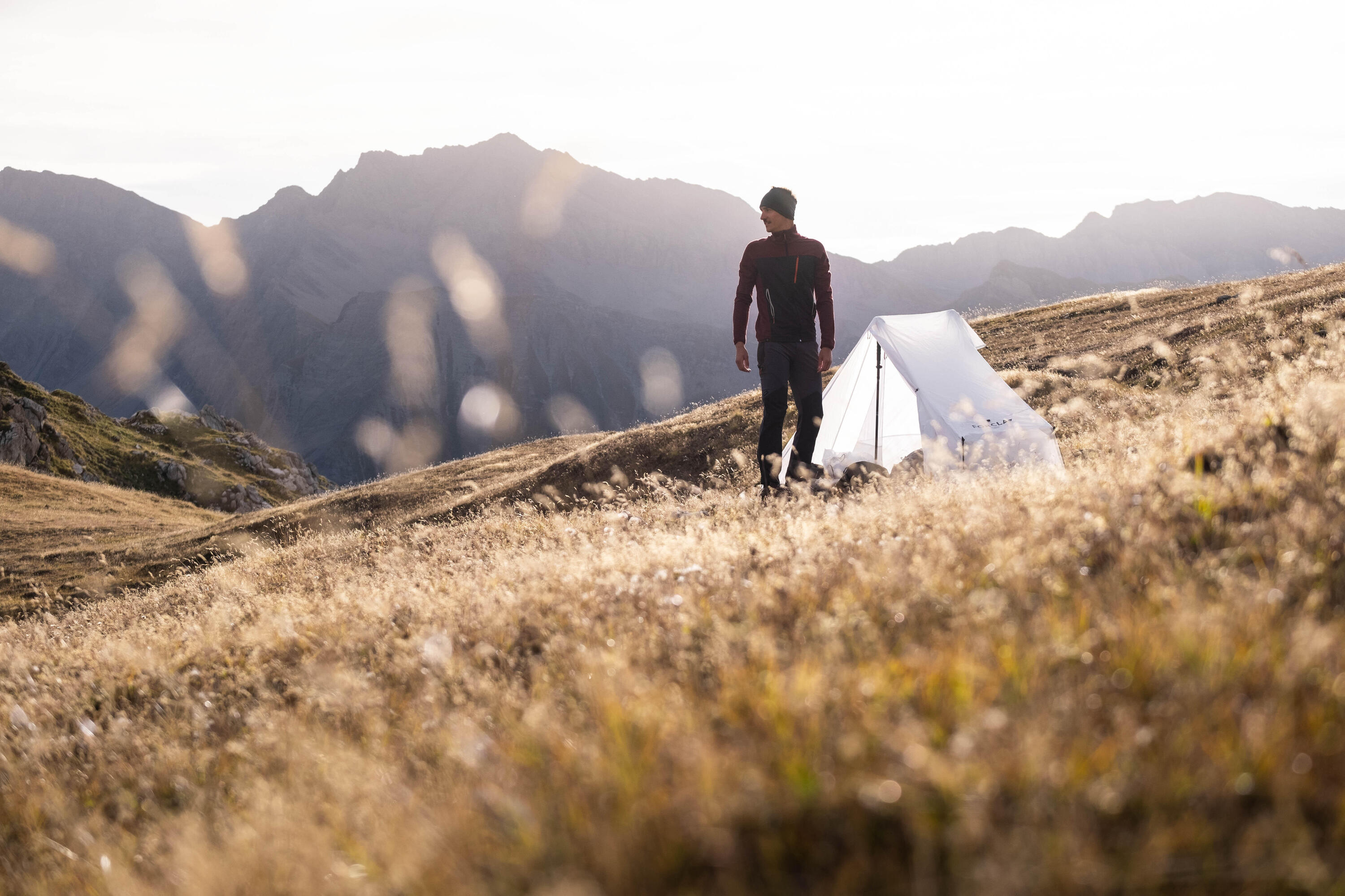 Mountain trek with minimal edition tent tarp