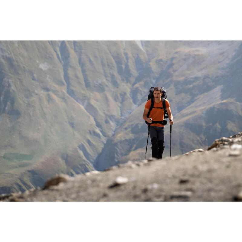 Tricou din Lână merinos Trekking la munte MT900 Seamless Portocaliu Bărbați 