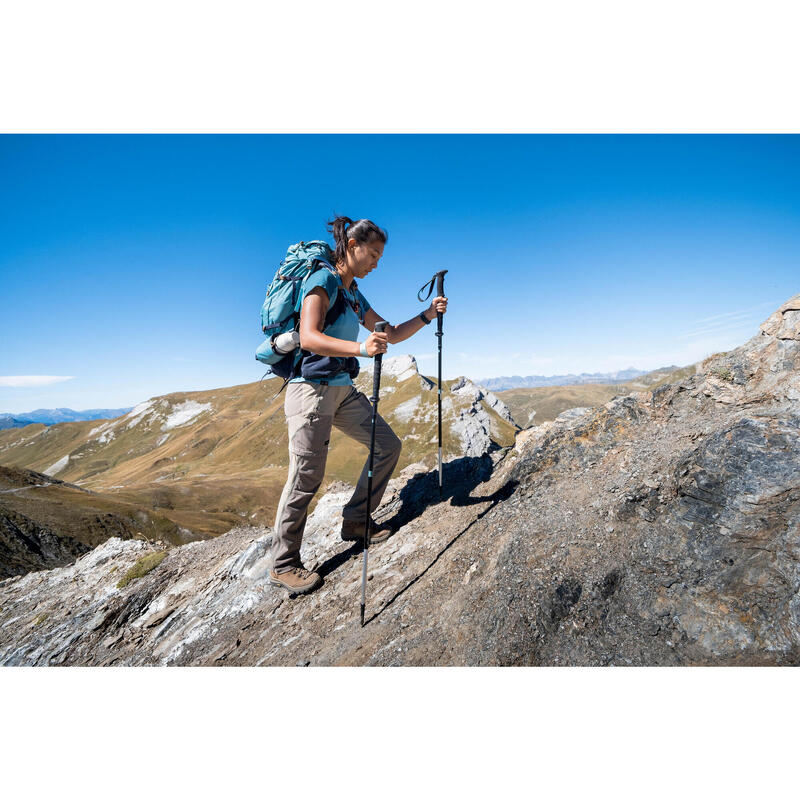 Trekkingschuhe Damen Leder hoch wasserdicht Vibram Bergwandern - MT500 Leather 