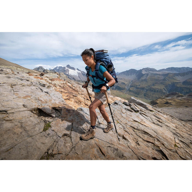 T-shirt de trek manches courtes en laine mérinos - Femme - MT500