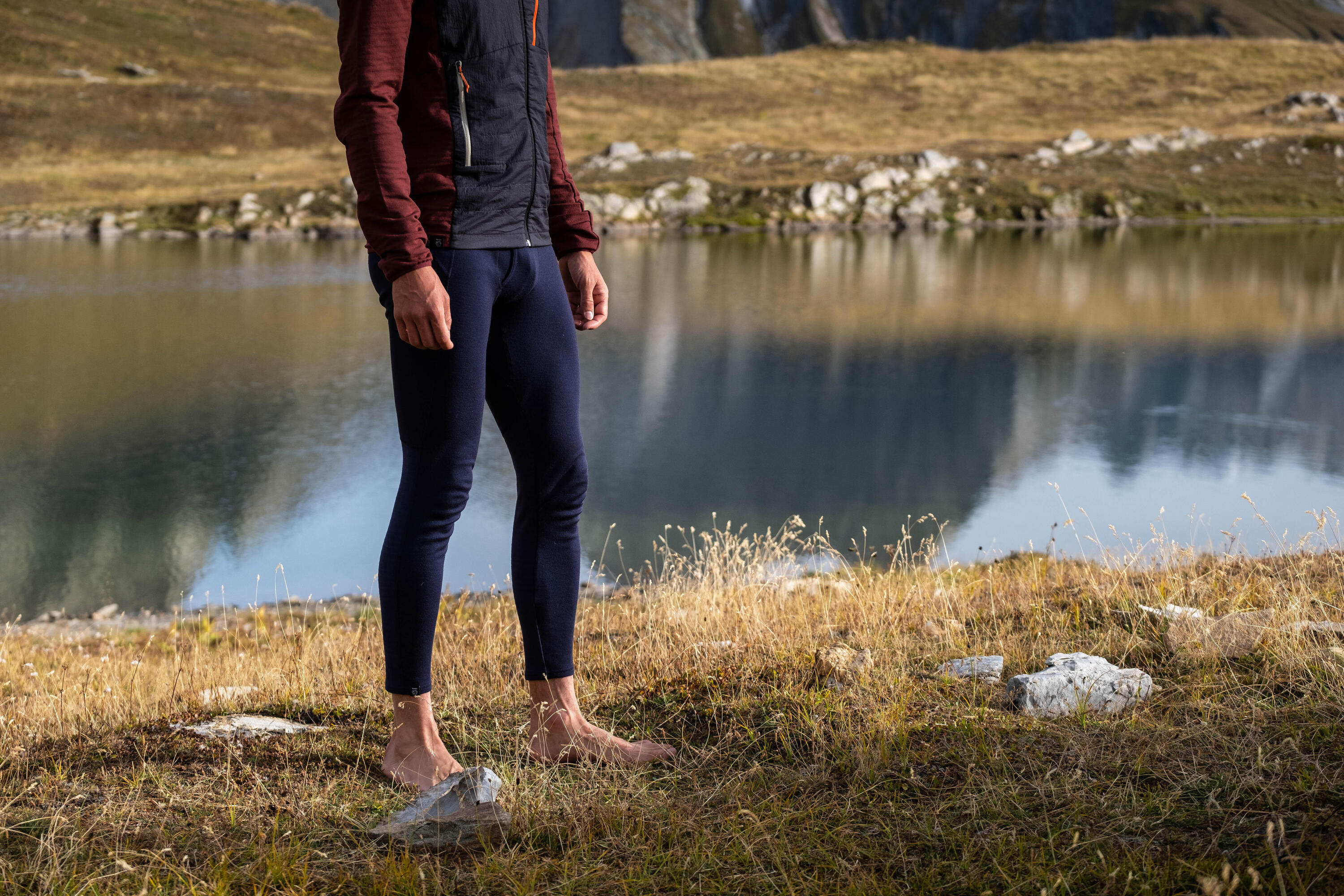 Men's Mountain Trekking Merino Wool Base Layer Tights / Leggings - MT900  FORCLAZ