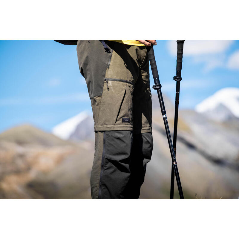 Pantalon Modulabil Rezistent Trekking la munte MT500 Kaki Bărbați
