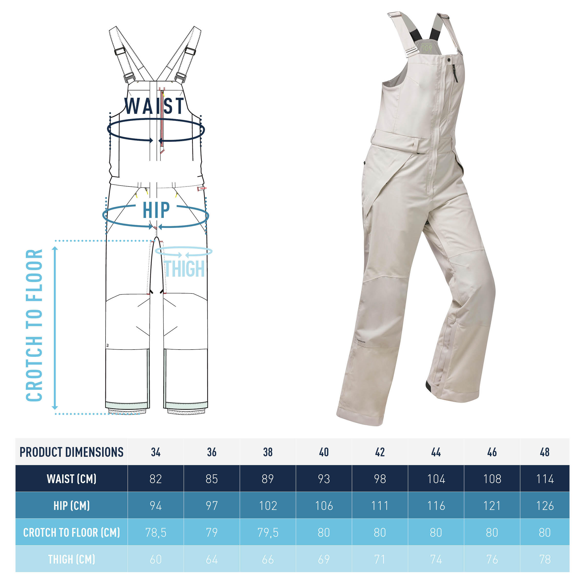 Skihosehose Latzhose Damen Piste - SNB BIB 900 beige 13/13