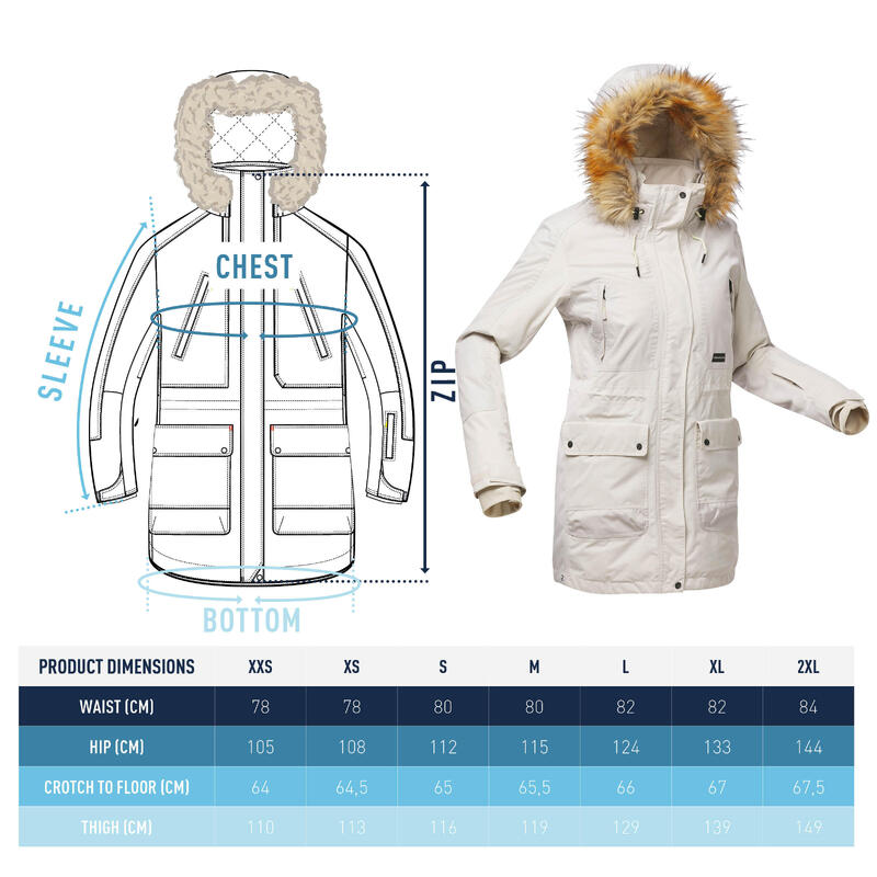 Snowboardparka voor dames SNB 500 compatibel met ZIPROTEC beige