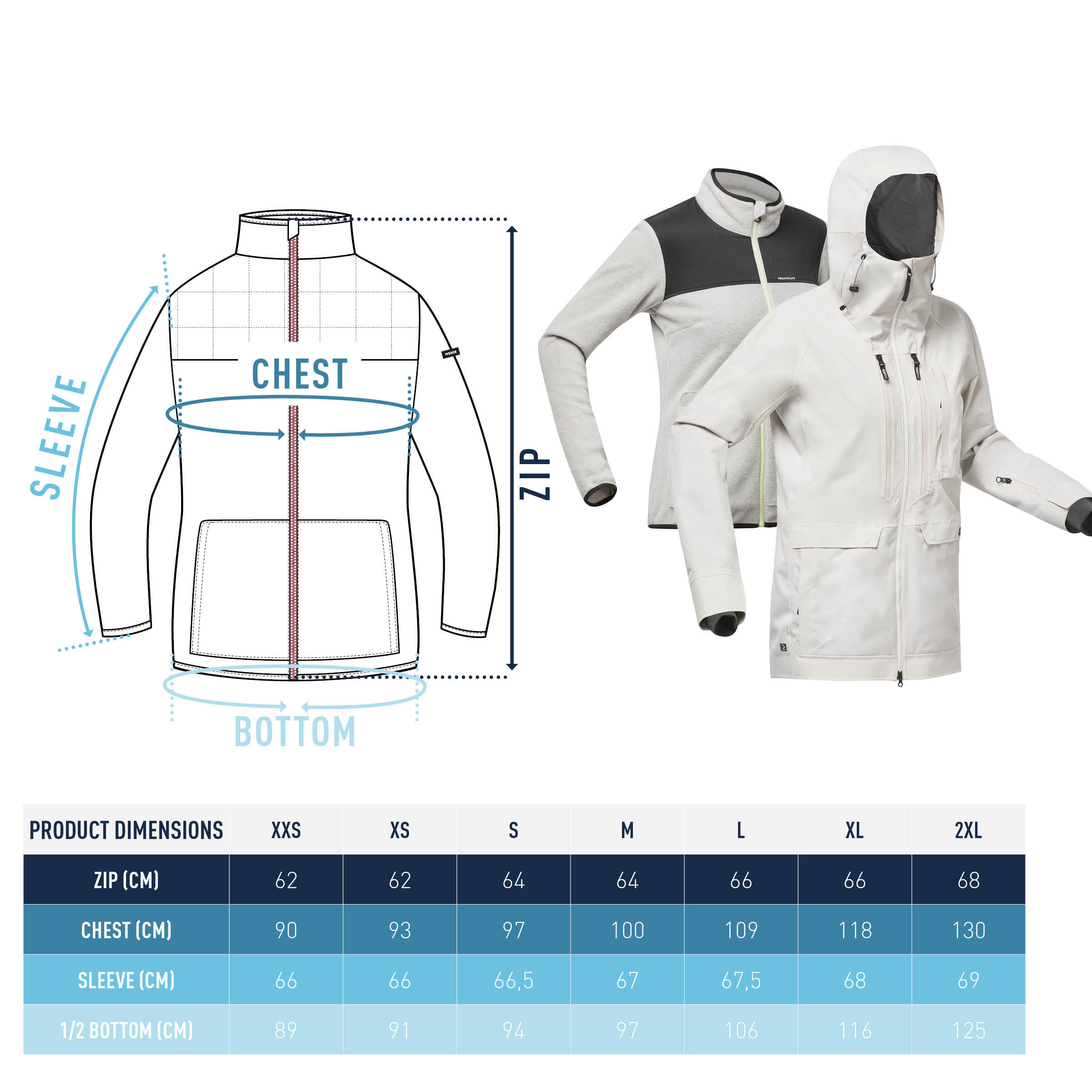 Manteau d'hiver 3 en 1 femme – planche à neige 900 beige - DREAMSCAPE