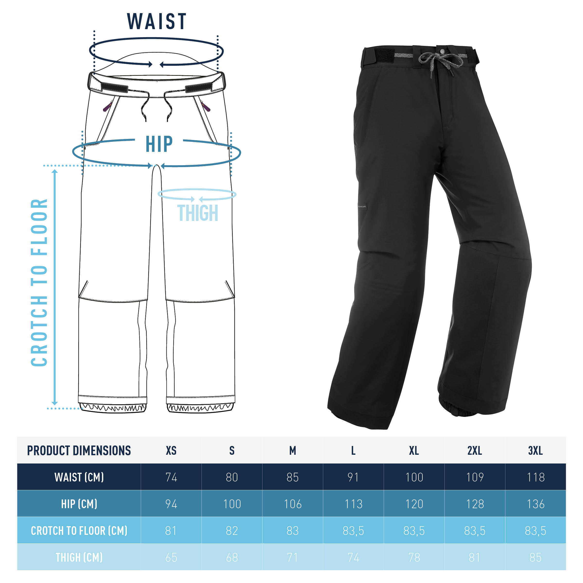 Pantalon planche à neige homme – SNB 100 noir - DREAMSCAPE