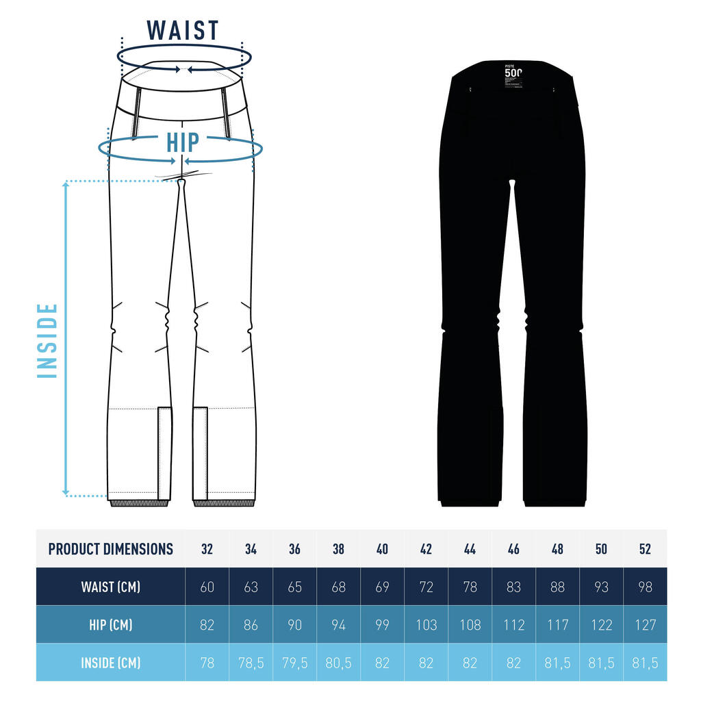 Crvene ženske pantalone za skijanje 500