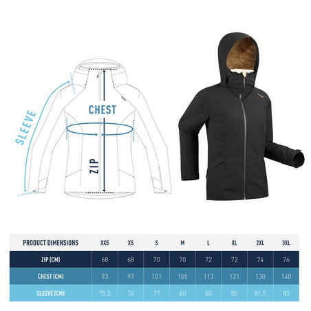 WOMEN’S WARM SKI JACKET - 500 - BLACK