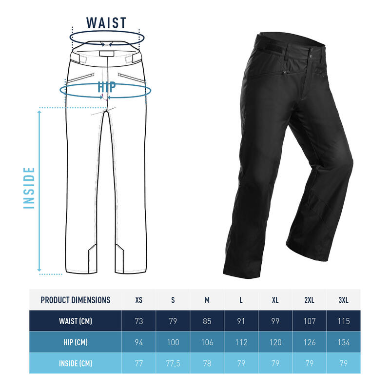 Warme skibroek voor heren 180 zwart