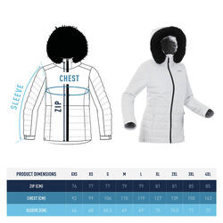 Women s Mid Length Warm Ski Jacket 100 White Decathlon