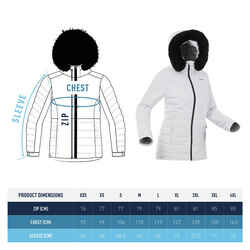 Women's Mid-Length Warm Ski Jacket 100 - White