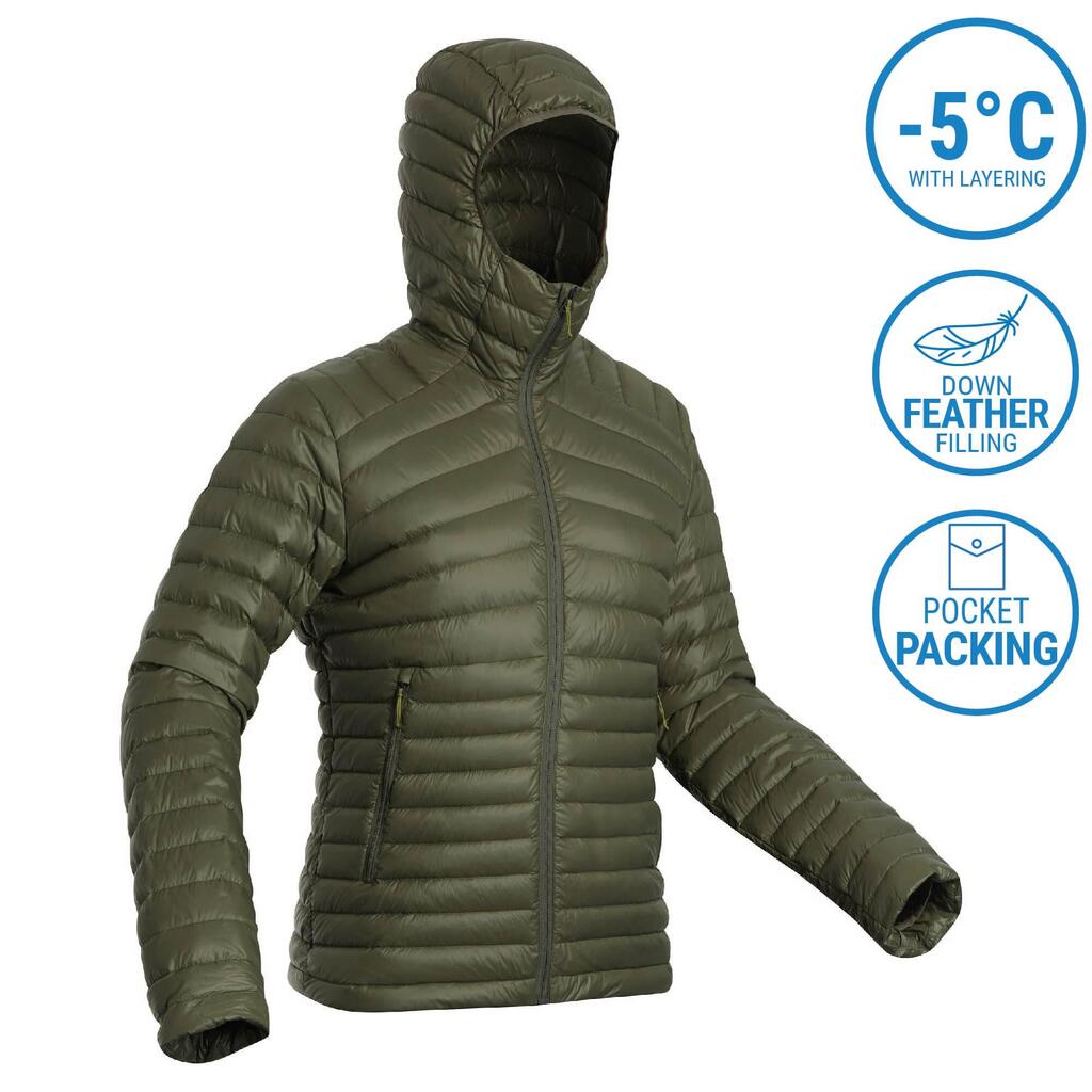 Men’s hiking hooded down jacket -5°C MH100 - Blue