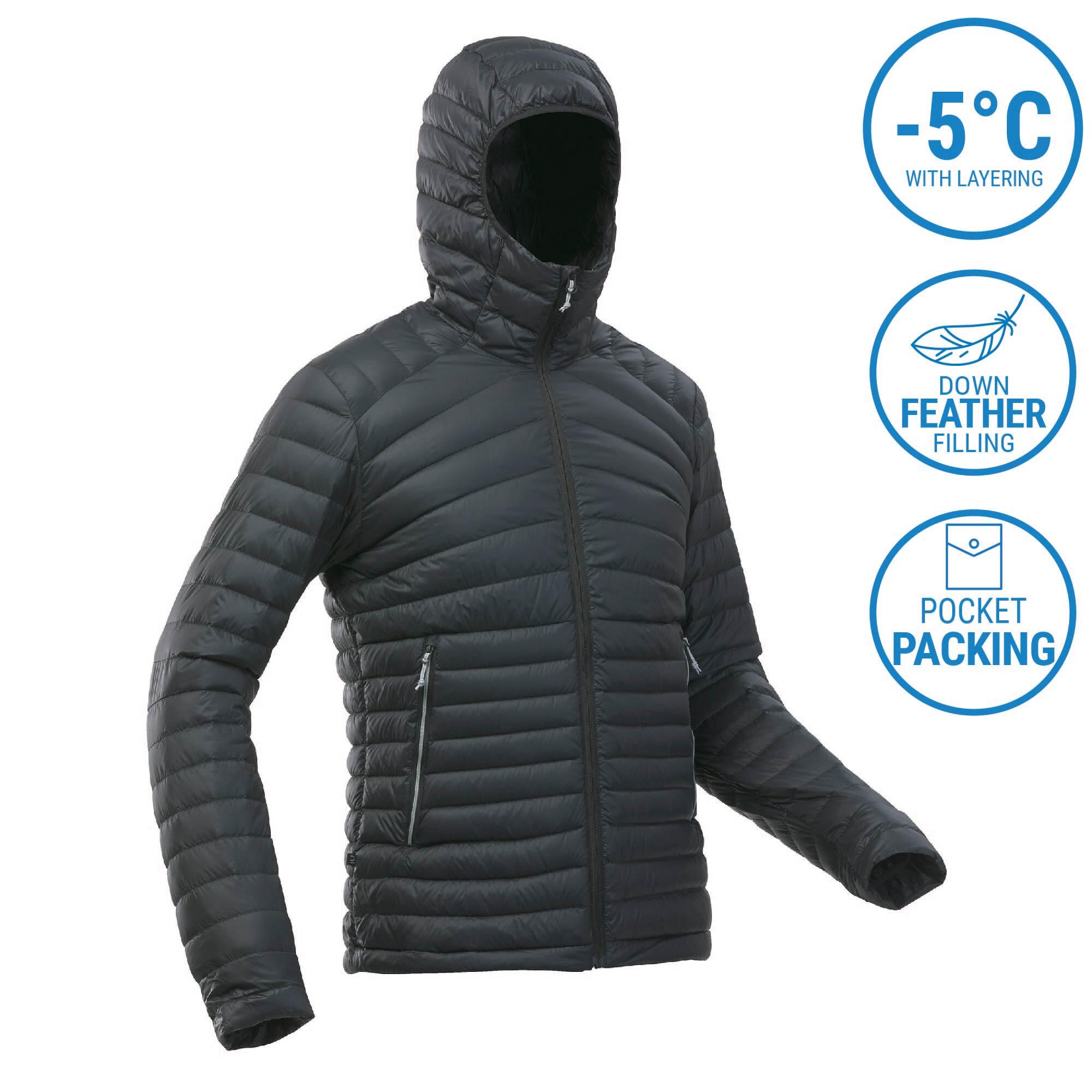 Men Puffer Down Jacket For Trekking MT100 5 C Black