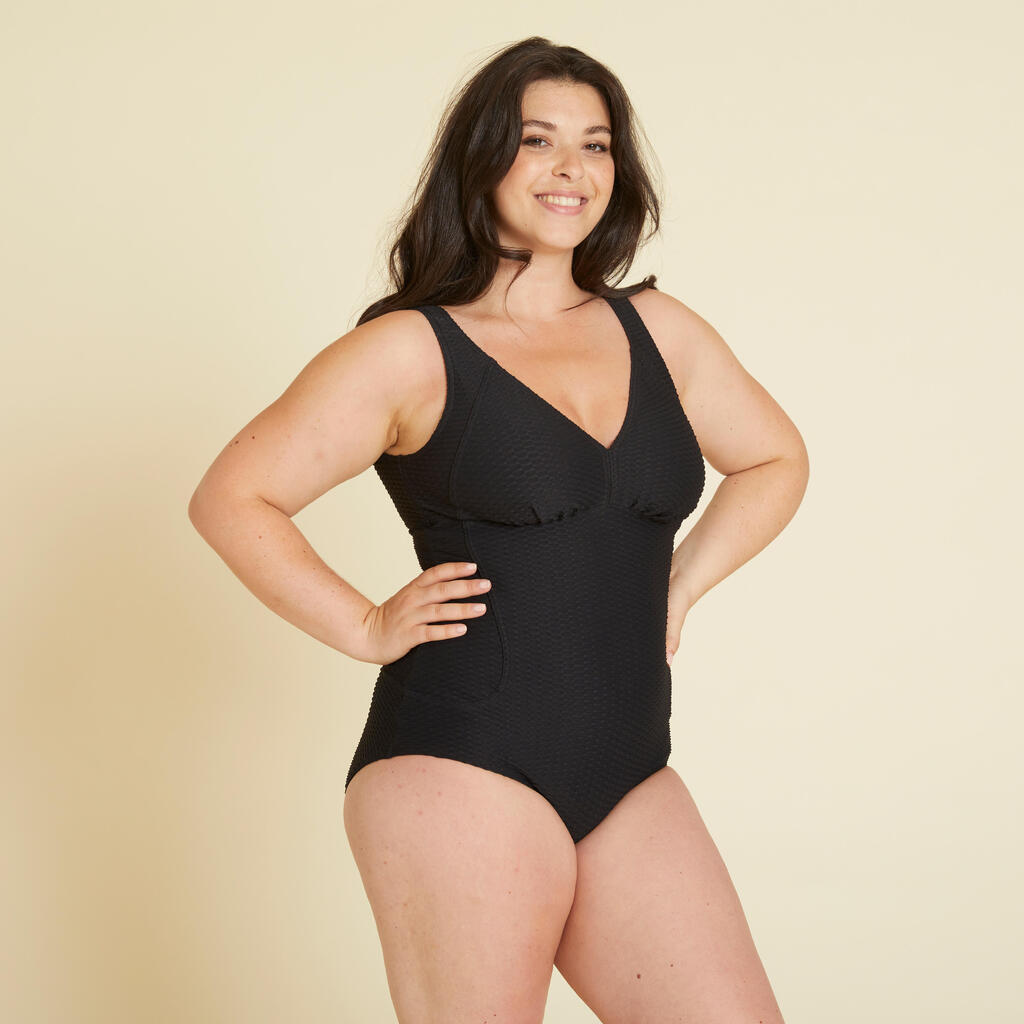 TRAJE DE BAÑO NATACIÓN KAIPEARL NEW MUJER NEGRO GOFRADO