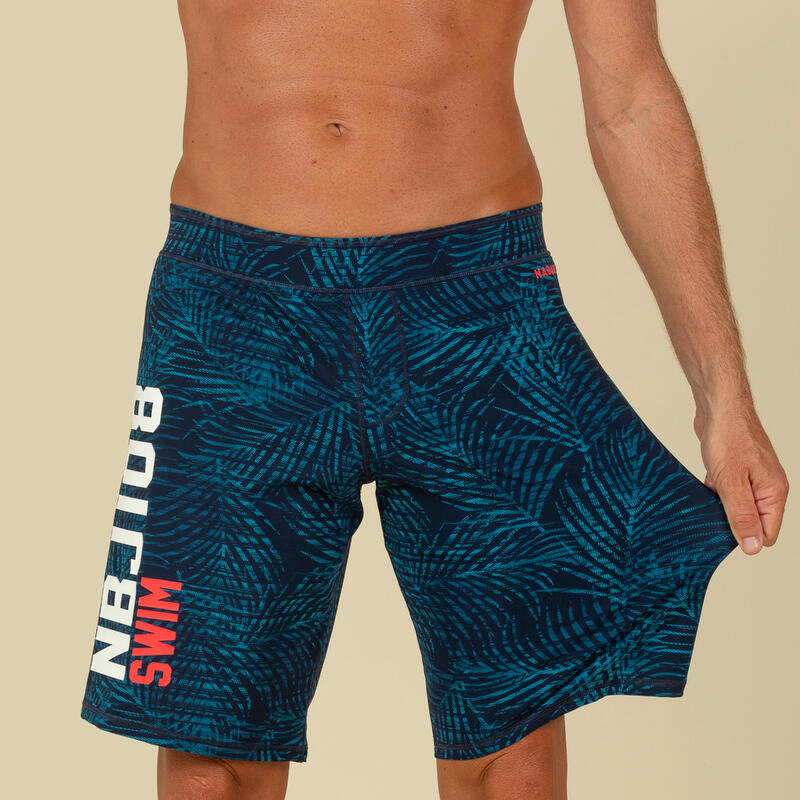 100 LONG MEN'S SWIMMING SHORTS - ALL PALM NAVY