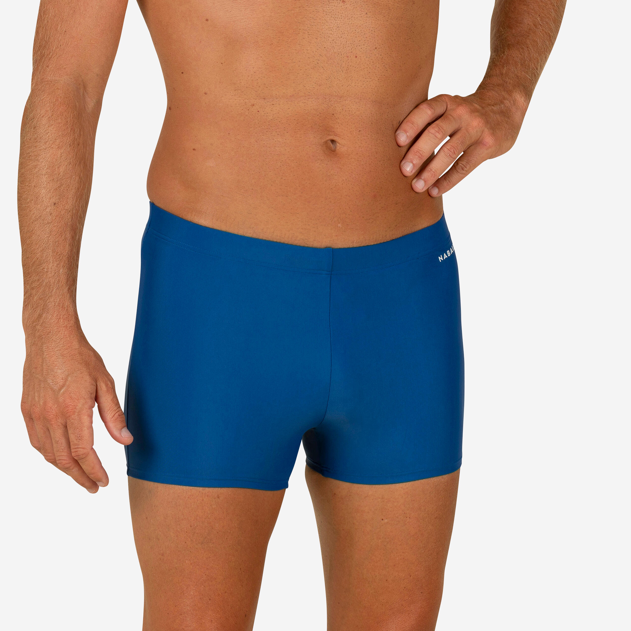 Pantaloneta de bano de natacion tipo boxer para hombre Basic100 Nabaiji azul Decathlon