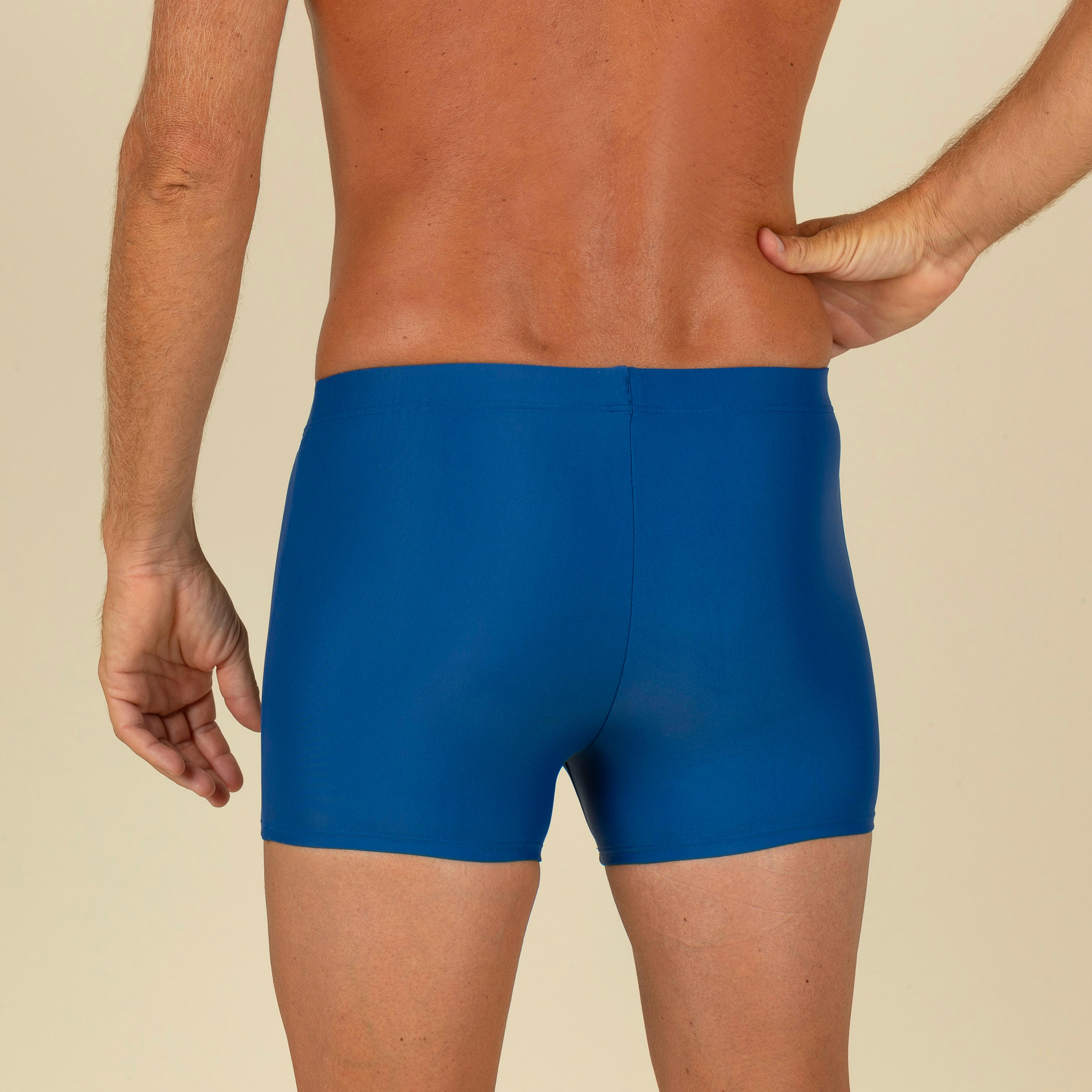 Basic Swim Shorts 100 - Boys - [EN] steel blue, Fluo blood orange