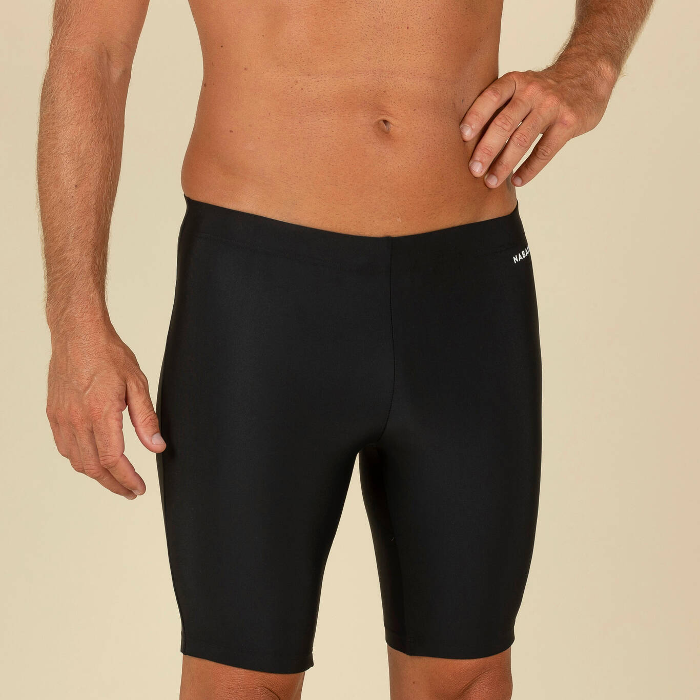 Men's swimming jammer swimsuit 100 basic - black