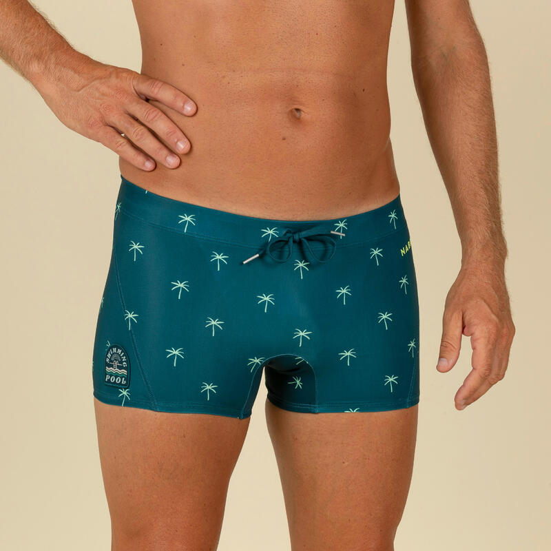 Badehose Boxer Herren - 100 Full grün/blau 