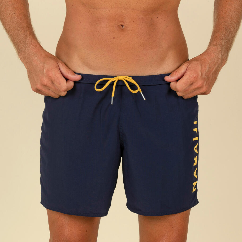 Short De Bain Natation Homme - Swimshort 100 Basic - Bleu Marine Jaune