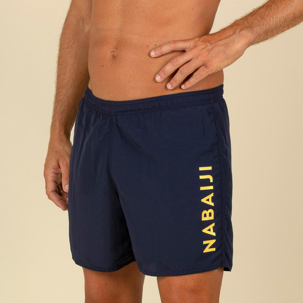 Short De Bain Natation Homme - Swimshort 100 Basic - Bleu Marine Jaune