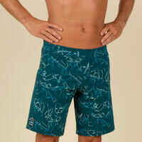 Men’s Swimming Shorts - Swimshort 100 Long - Bana Turquoise Navy Blue