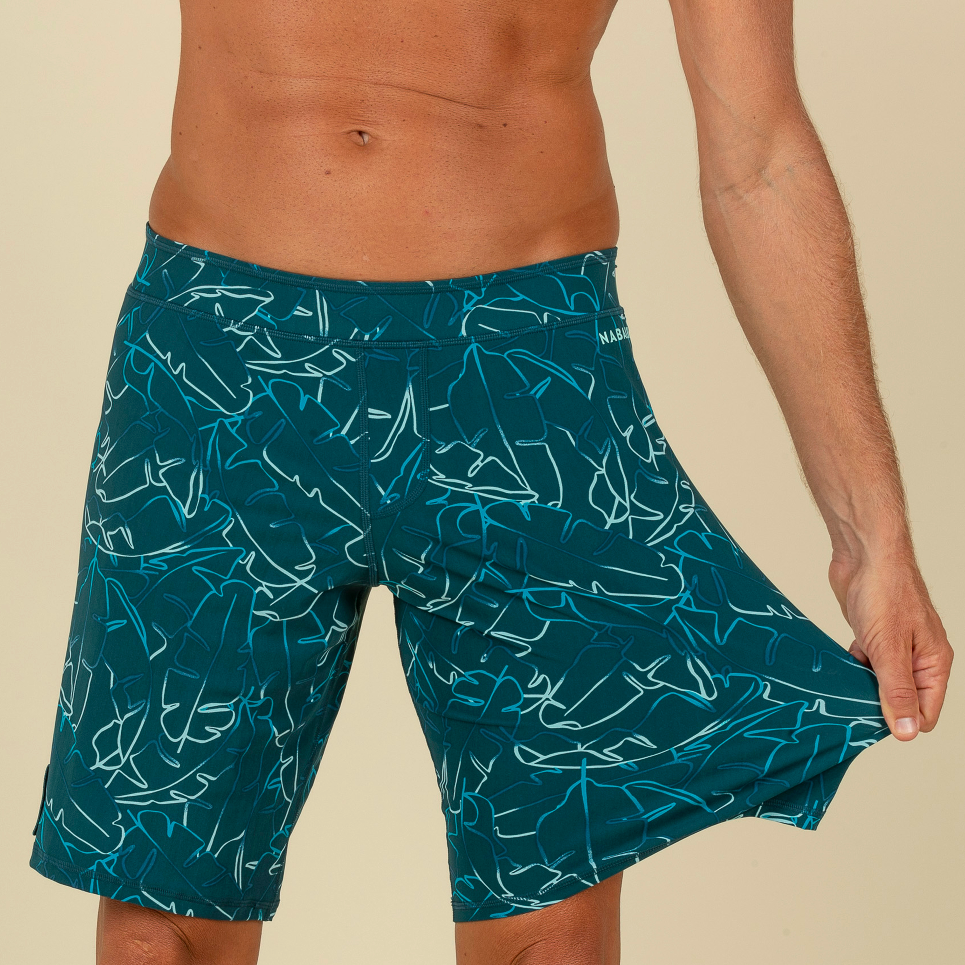 Short De Bain Natation Homme - Swimshort 100 Long - Bana Turquoise Bleu Marine