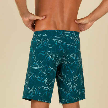 Men’s Swimming Shorts - Swimshort 100 Long - Bana Turquoise Navy Blue