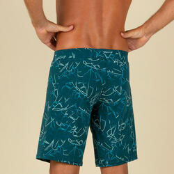 Short De Bain Natation Homme - Swimshort 100 Long - Bana Turquoise Bleu Marine