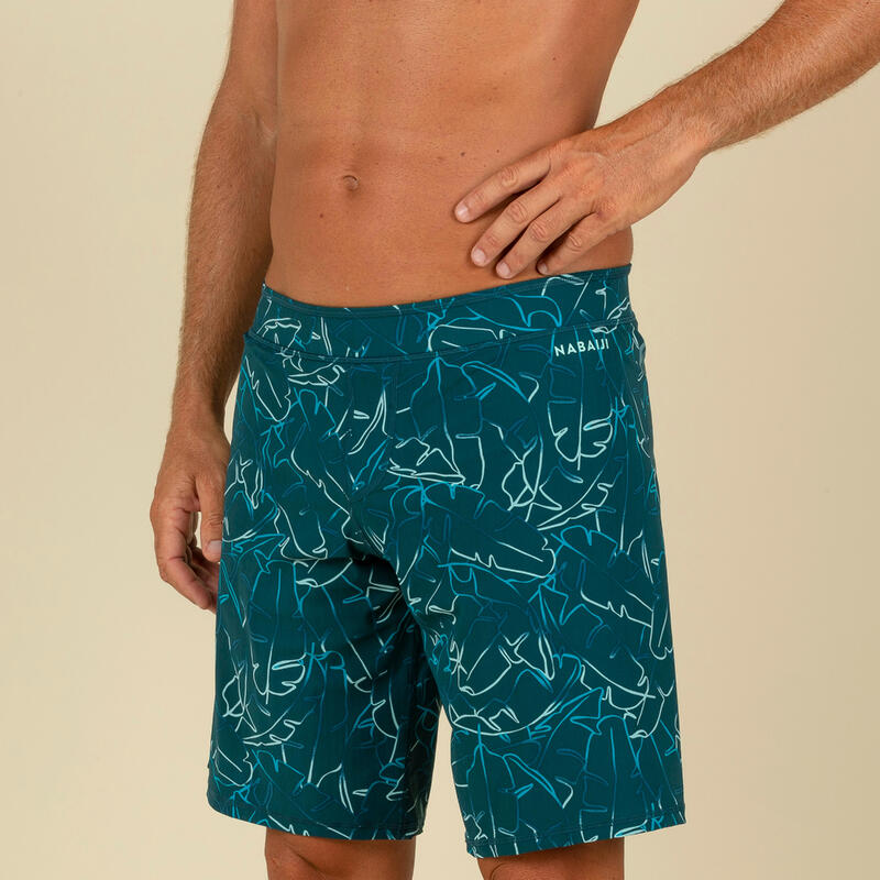 Lange zwemshort voor heren Swimshort 100 Bana turquoise/marineblauw