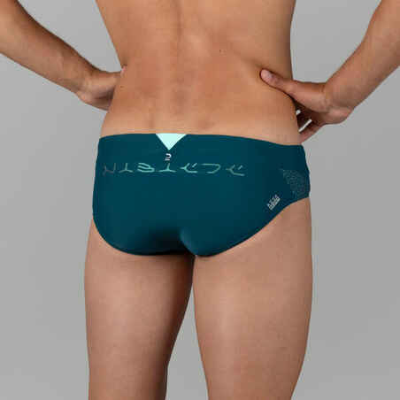 MEN'S SWIMMING BRIEFS 900 YOKE TURQUOISE BALEO GREEN