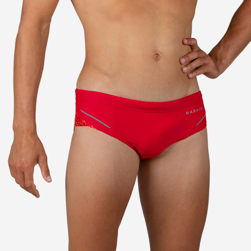 MAILLOT DE BAIN NATATION HOMME SLIP 900 YOKE ROUGE ALLCELL ROUGE ORANGE pour les clubs et collectivites Decathlon Pro