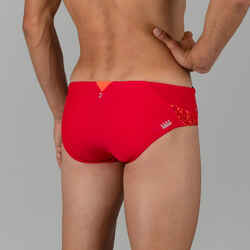 MEN'S SWIMMING BRIEFS 900 YOKE RED ALLCELL RED ORANGE