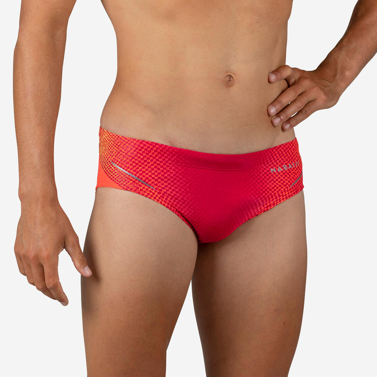 Maillot de bain natation homme  slip 900 print shell orange jaune