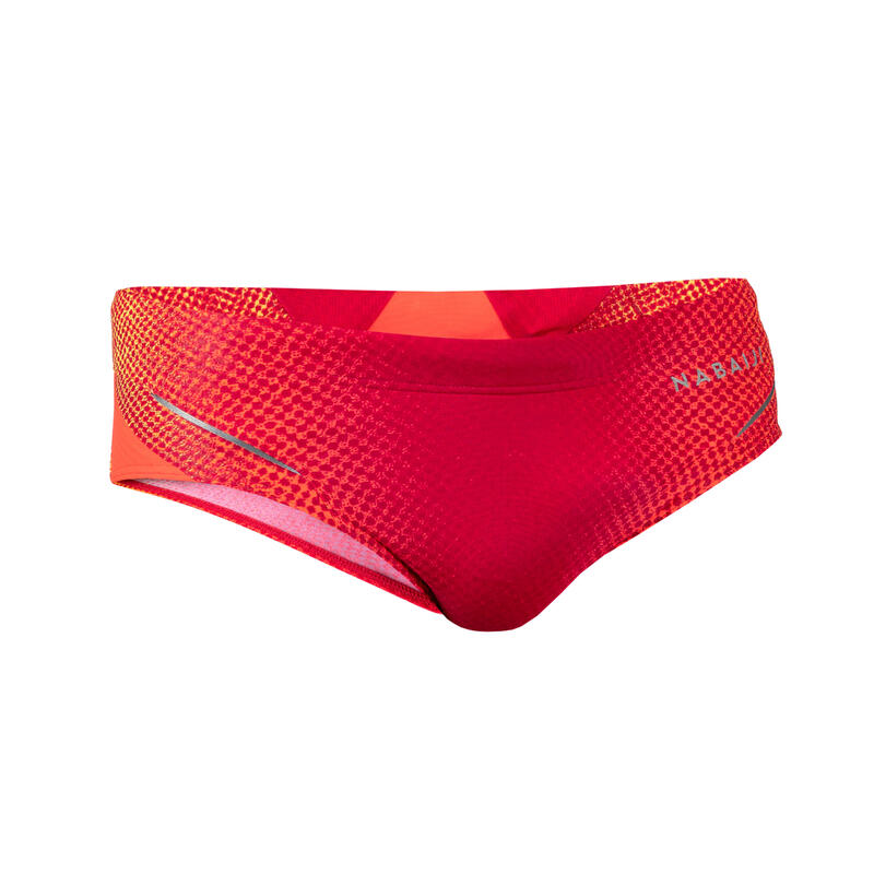 Badehose Slip Herren - 900 Shell bedruckt orange/gelb 