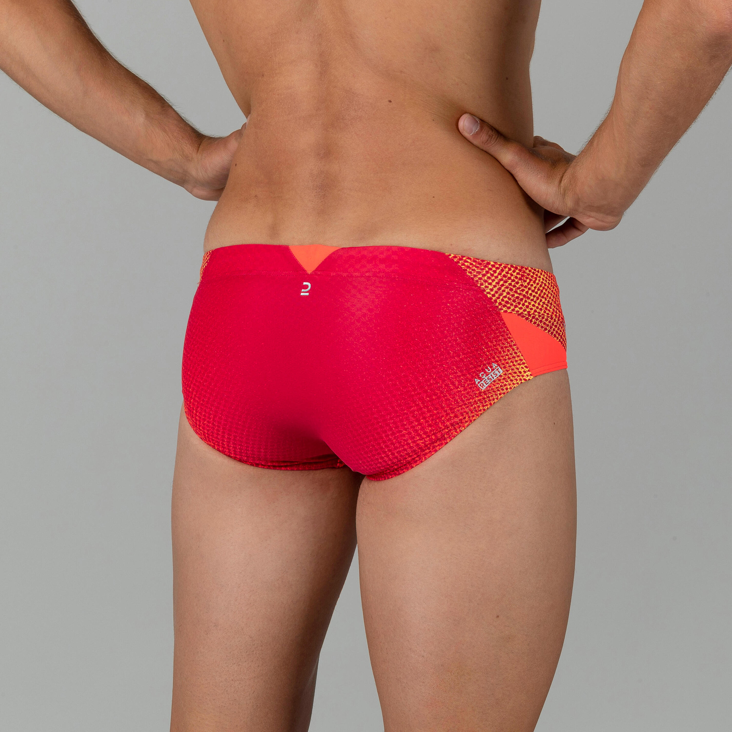 Men’s swimming briefs 900 print shell orange yellow 3/9