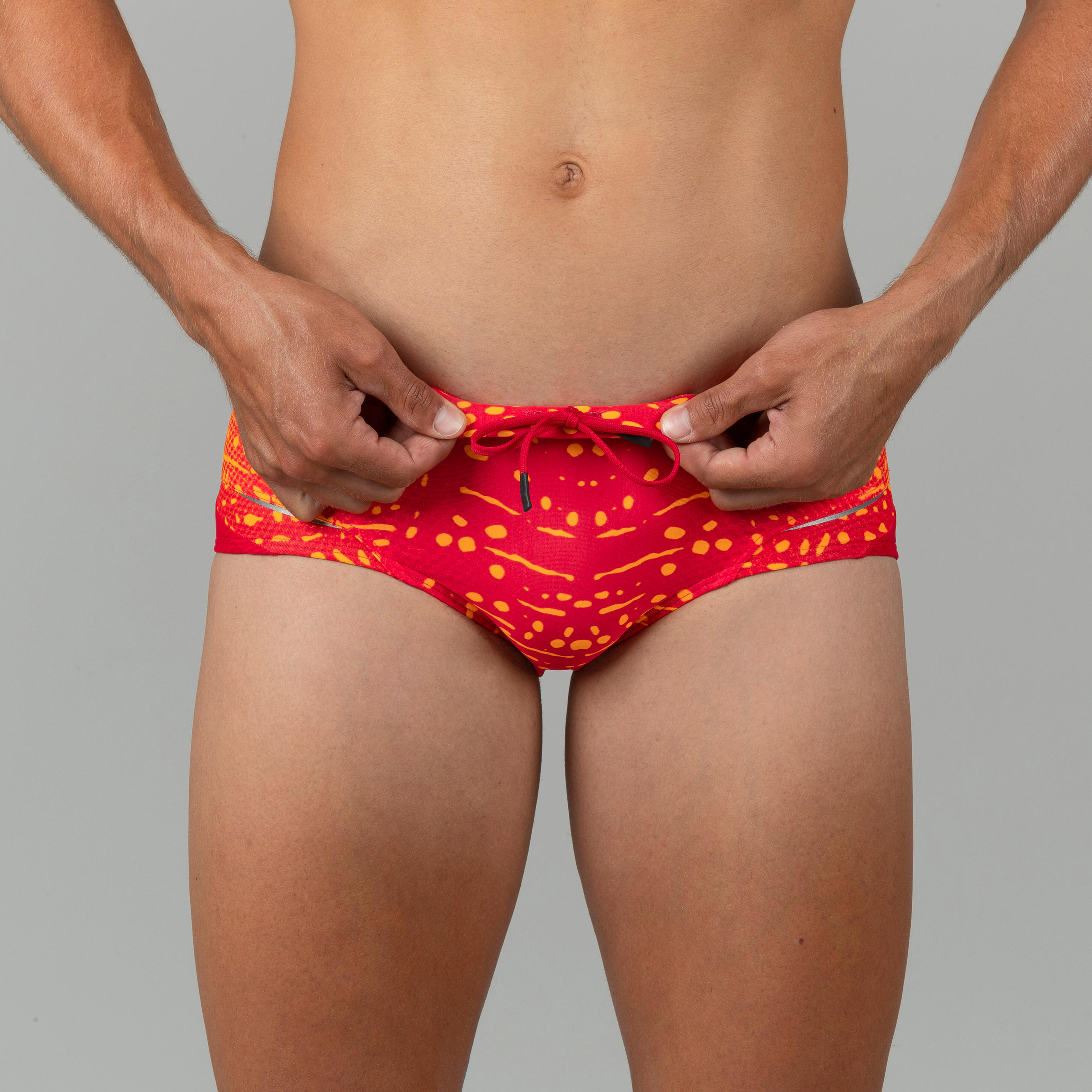 MEN'S SWIMMING TRUNKS BANDEAU 900 BALEO RED ORANGE