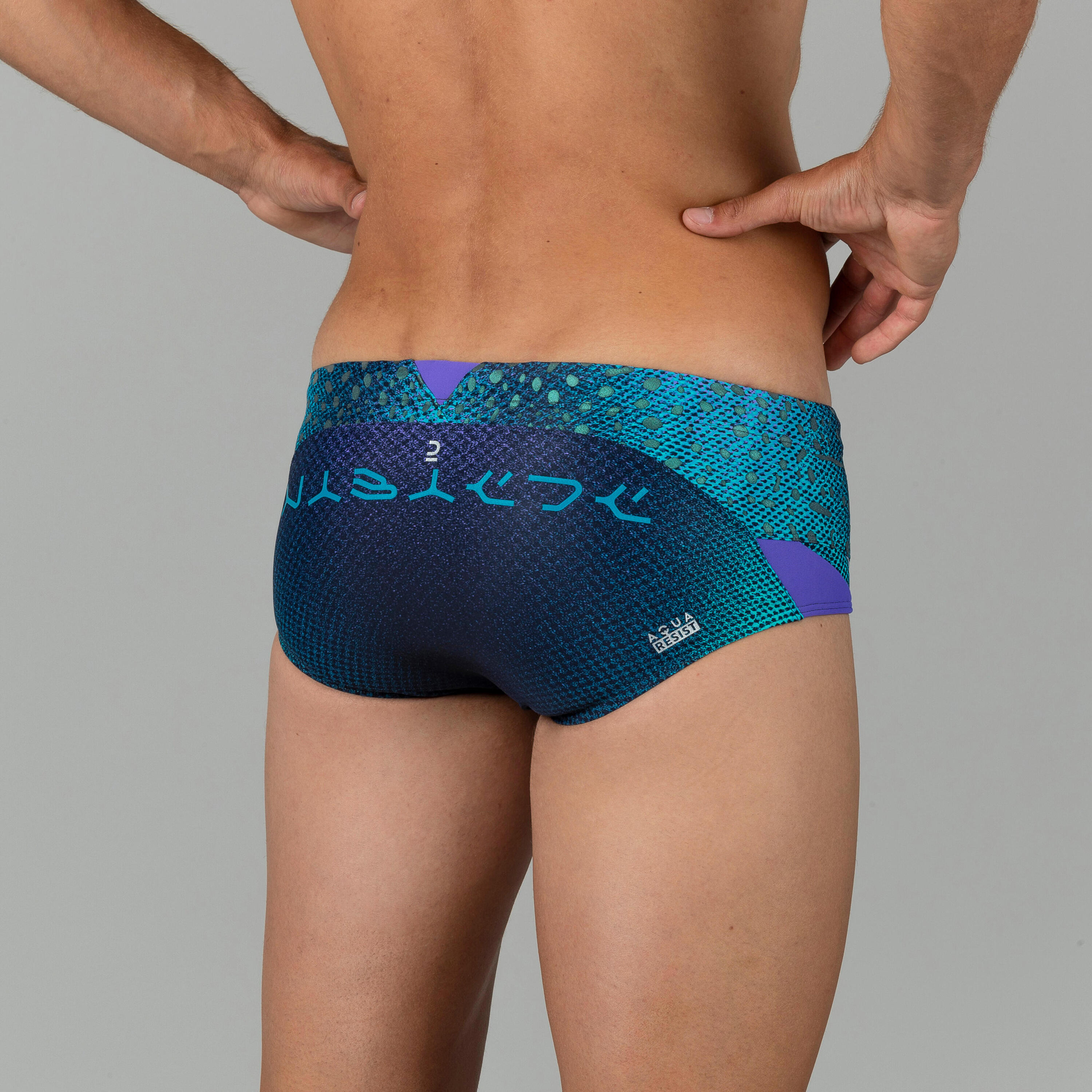 Costume slip uomo 900 BALEO fascia blu-lilla 4/10