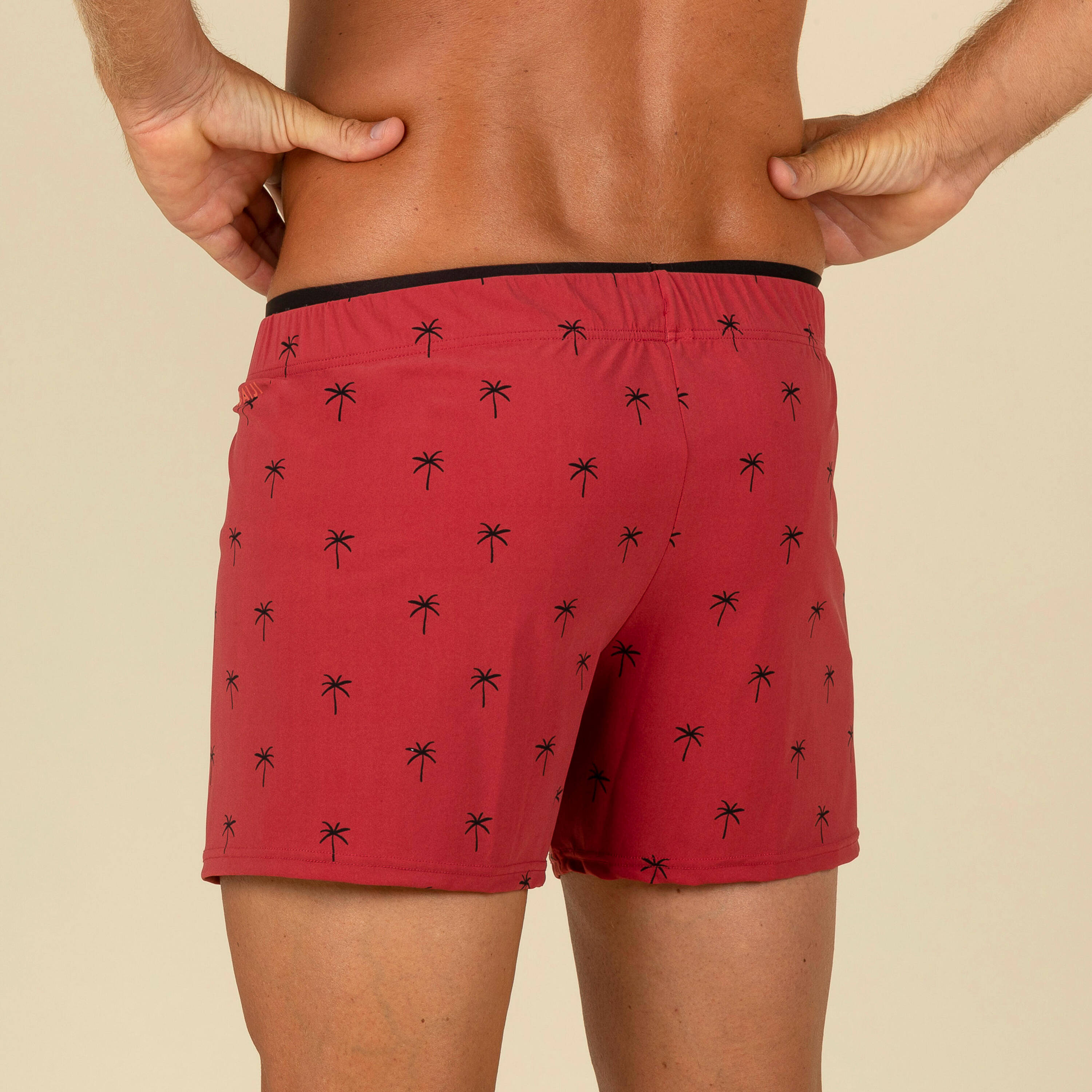 Men’s swimming shorts - Swimshort 100 Short - Cali Red Black -  3