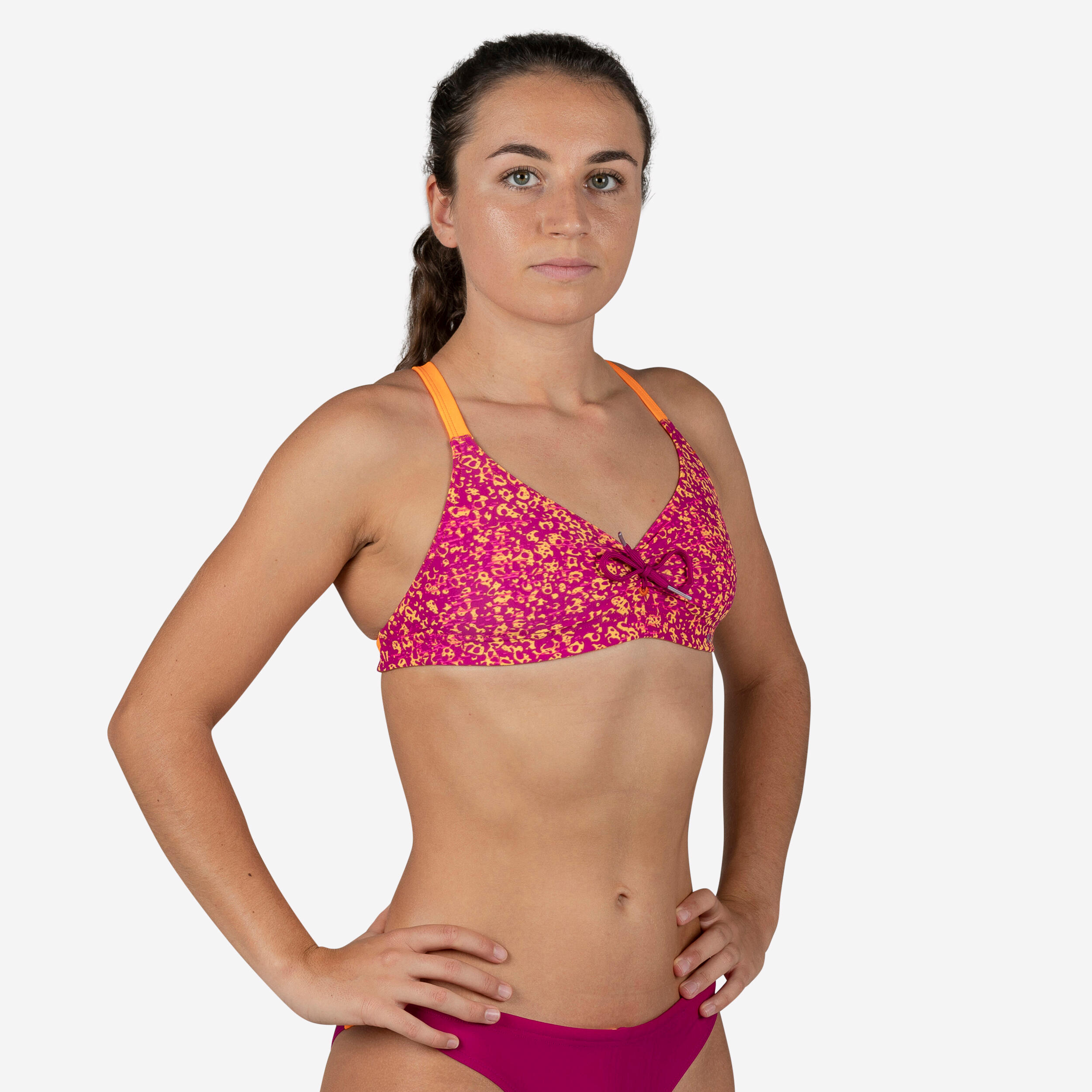 Decathlon | Costume top donna JANA rosso-arancione |  Nabaiji