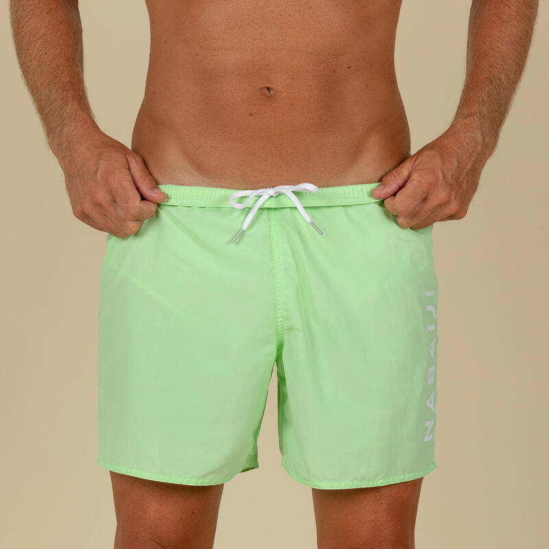 Short De Bain Natation Homme - Swimshort 100 Basic - Vert Blanc