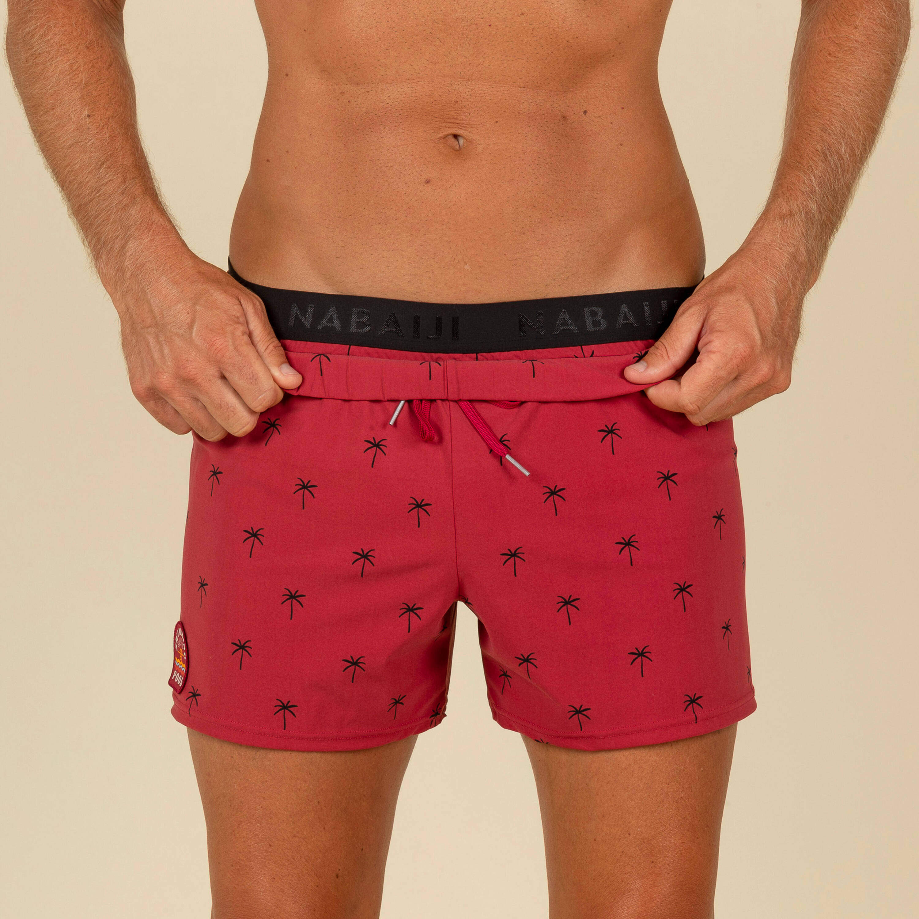 Men’s swimming shorts - Swimshort 100 Short - Cali Red Black -  4