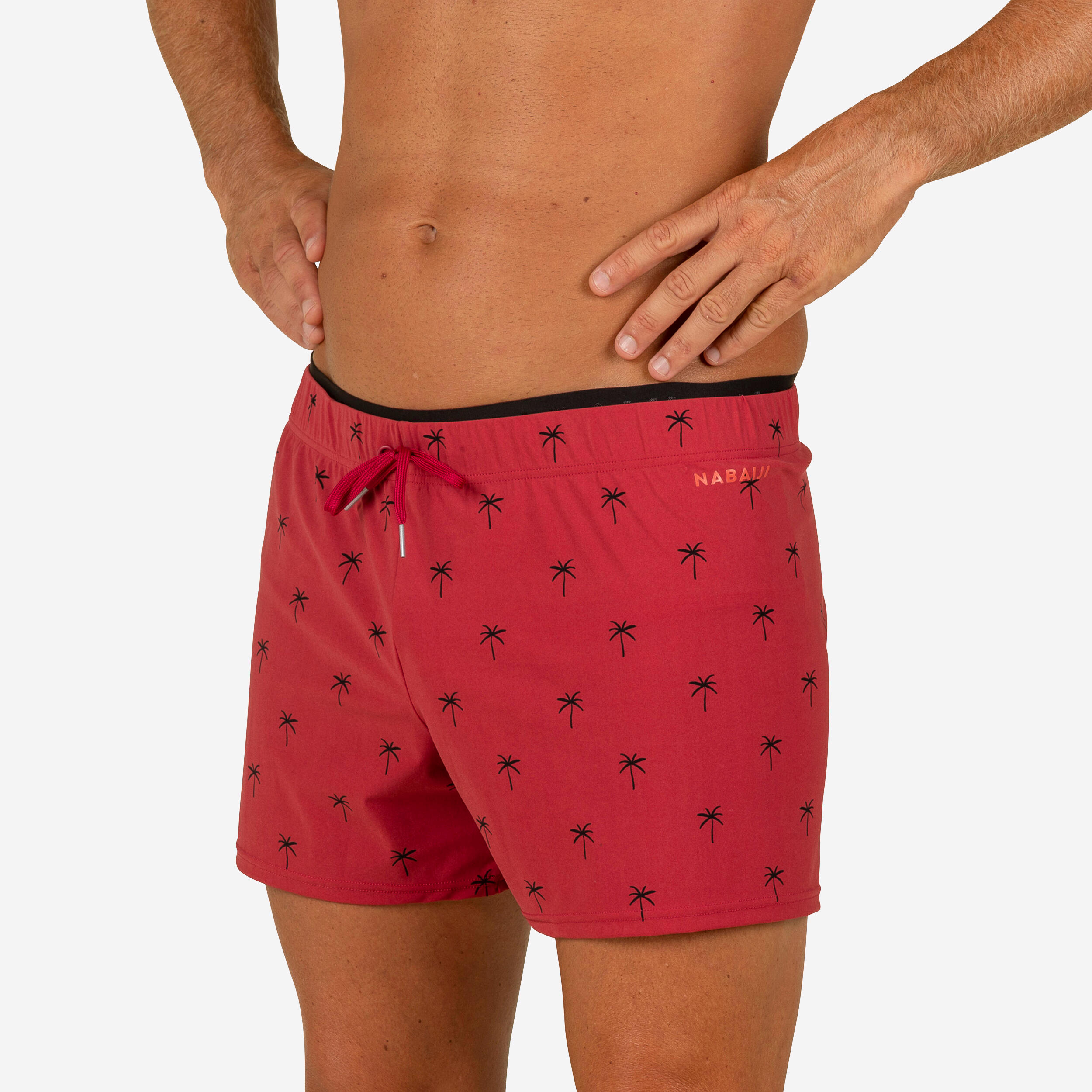 Men’s swimming shorts - Swimshort 100 Short - Cali Red Black 1/4