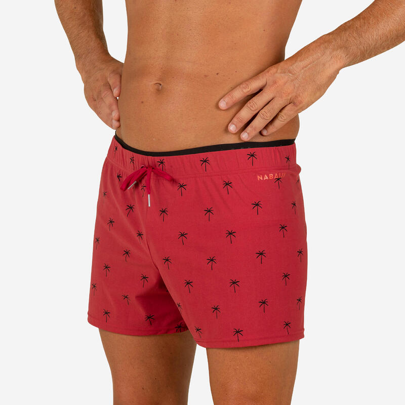 Calções de banho Natação - Swimshort 100 curtos - Homem Cali Vermelho Preto