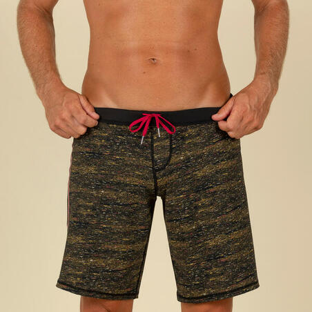 Short De Bain Natation Homme - Swimshort 100 Long - Jers Noir Rouge