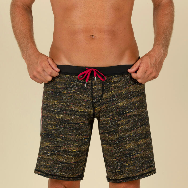 Lange zwemshort voor heren Swimshort 100 Jers zwart/rood